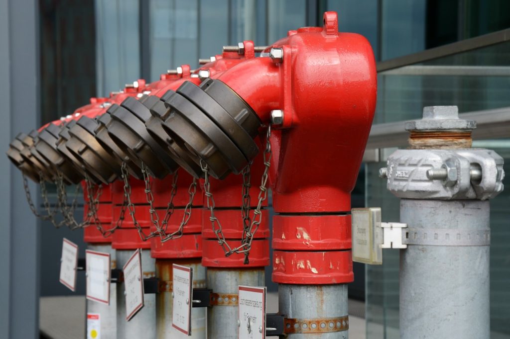 hydrant, water, red